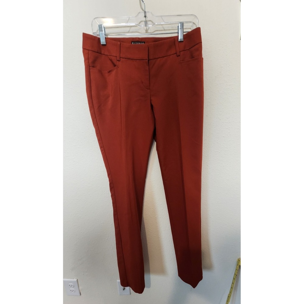 Express Columnist Rust Orange Trouser Mid-Rise Pants Women's Skinny 4L Stretch‎